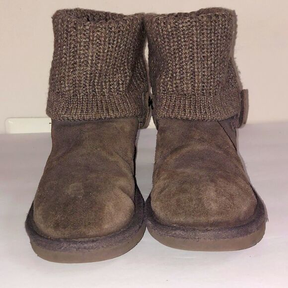 UGG Saela Rib-Knit Suede Boots Sz 2 - Picture 3 of 9